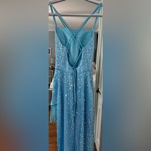 Blue Sequin Dress with Tie Back